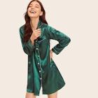 Romwe Button Front Satin Shirt Dress