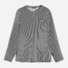 Romwe Guys Embroidered Number Patch Striped Tee