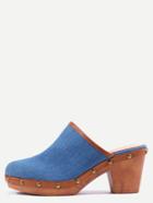 Romwe Faux Suede Studded Block Wedges