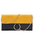 Romwe Ringlock Yellwo Flap Chain Clutch