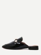 Romwe Black Pearl Design Patent Leather Loafers