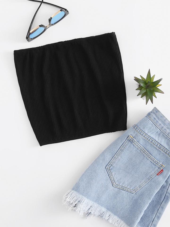 Romwe Ribbed Tube Top