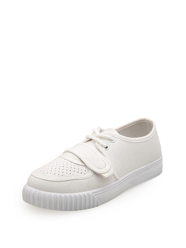 Romwe Lace Up Flatform Canvas Sneakers