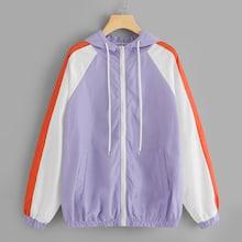 Romwe Color-block Drawstring Zip Jacket