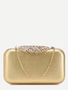 Romwe Golden  Pu Crystal Shell Trim Evening Bag