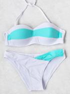 Romwe Contrast Color Bandeau Bikini Set