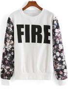 Romwe Multicolor Round Neck Fire Print Sweatshirt