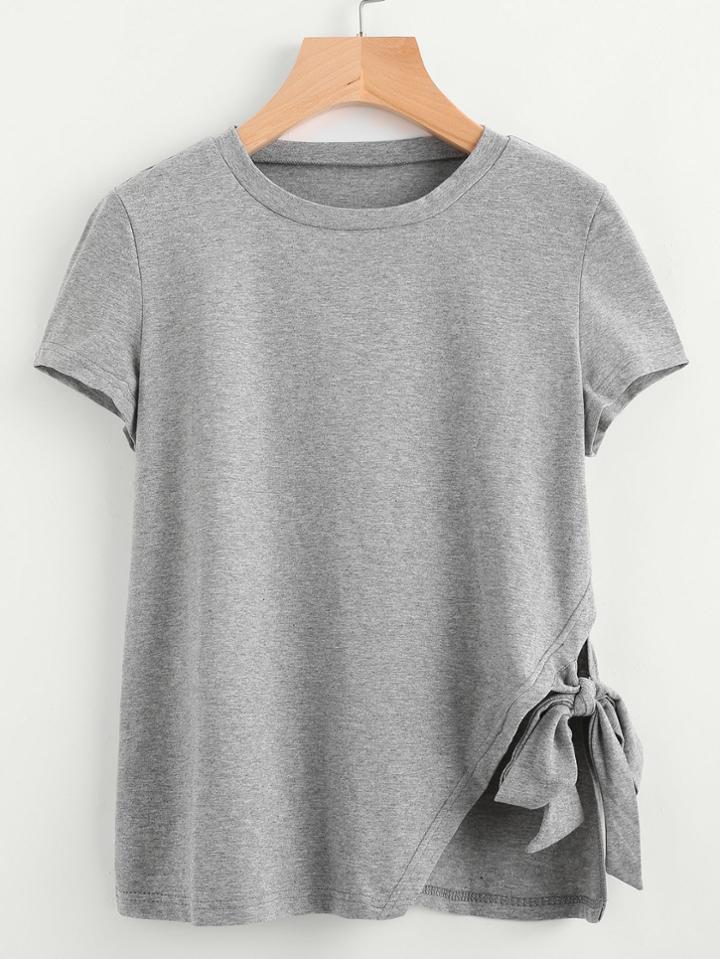 Romwe Cut Out Knot Side Tee