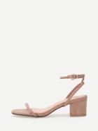 Romwe Apricot Faux Suede Leather Ankle Strap Sandals