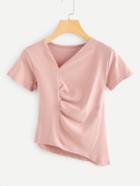 Romwe Wrinkle Asymmetric T-shirt