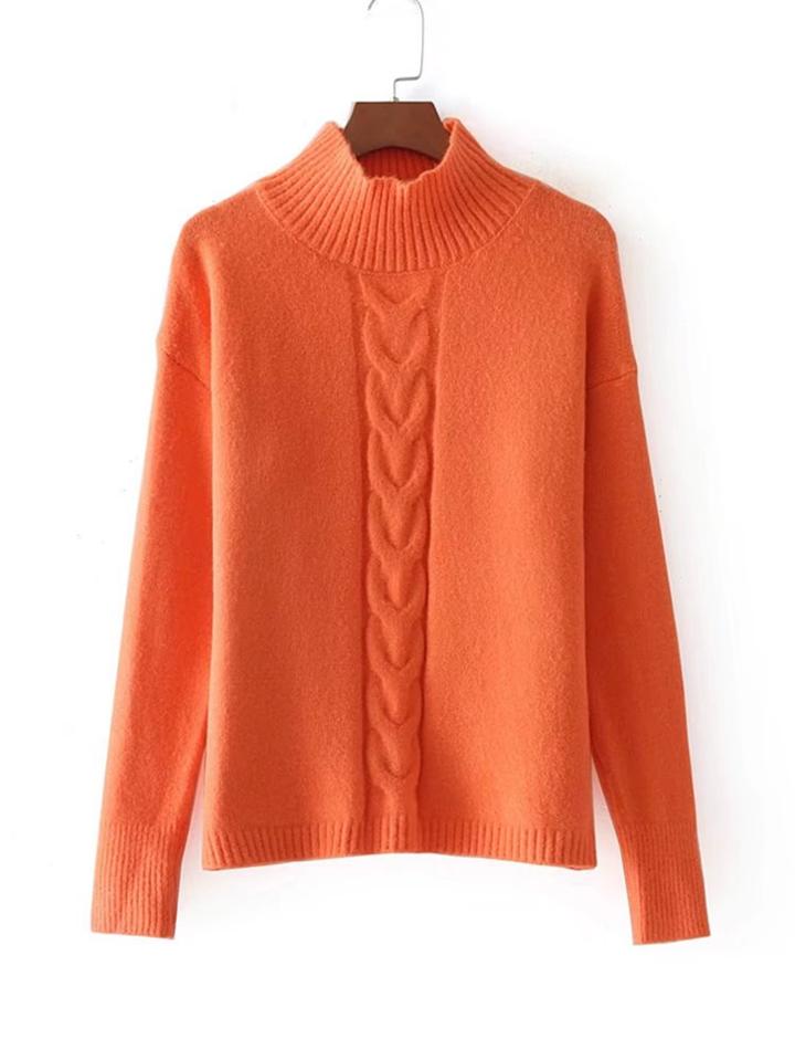 Romwe Cable Knit Detail Jumper Sweater