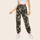 Romwe Chain Detail Camo Lantern Pants