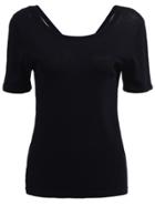 Romwe Open Back Slim T-shirt