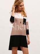 Romwe Color Block Dress With Pocket
