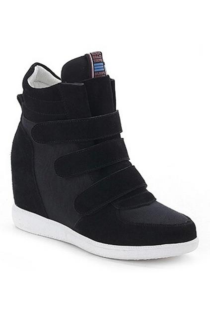 Romwe Tri Buckles Casual Black Sneaker