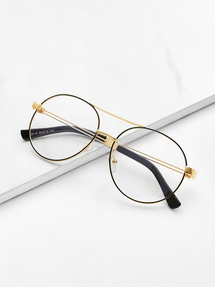 Romwe Double Bridge Skinny Frame Glasses