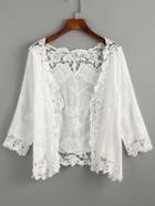 Romwe White Lace Crochet Embroidered Hollow Out Top