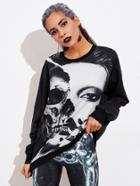 Romwe Halloween Skull Sweatshirt