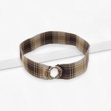 Romwe Ring Detail Plaid Headband