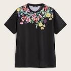 Romwe Guys Floral Print T-shirt