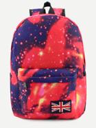 Romwe Red Galaxy Print Canvas Backpack