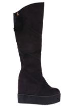 Romwe Ball Top Embellished Knee Boots