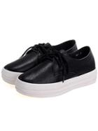 Romwe Black Casual Thick-soled Flats