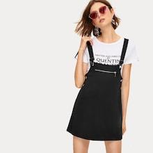 Romwe Zipper Front Pinafore Dress