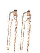 Romwe Rhinestone Detail Layered Chain Drop Earrings