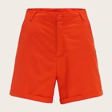 Romwe Guys Neon Orange Patched Rolled Hem Shorts