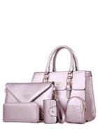 Romwe 5 Pcs Letter Print Flap Bags Set