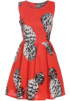 Romwe Pineapple Print Flare Sun Dress