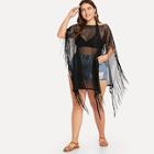 Romwe Plus Fringe Sheer Blouse