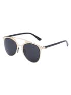 Romwe Grey Metallic Trimmed Mirrored Cat-eye Sunglasses