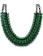 Romwe Green Bead Black Chain Necklace