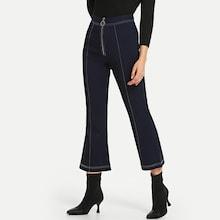Romwe Flare Leg Zip Front Pants