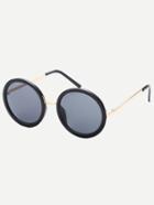 Romwe Black Frame Round Sunglasses