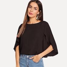 Romwe Slit Bell Sleeve Top