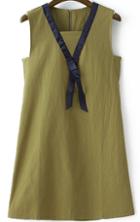 Romwe Contrast Edge With Zipper Green Dress