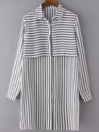 Romwe Black And White Striped Shirt Dress