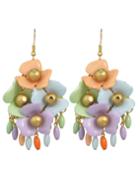 Romwe Colorful Beads Big Flower Earrings