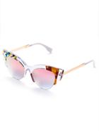 Romwe Cut Away Frame Cat Eye Sunglasses With Pink Lens