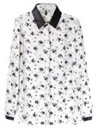 Romwe Multicolor Contrast Lapel Print Blouse