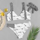 Romwe Random Dinosaur Print Bikini Set With Headband 3pack