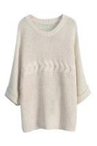 Romwe Croped Sheer Cream Jumper