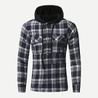 Romwe Men Pocket Front Hooded Plaid Jacket