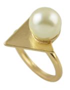 Romwe Gold Punk Style Simple Imitation Pearl Ring