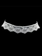 Romwe White Gothic Style Black White Lace Flower Wide Choker Necklace