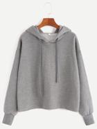 Romwe Grey Hooded Drop Shoulder Sweatshirt