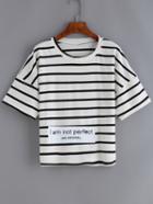 Romwe Dropped Shoulder Seam Striped T-shirt